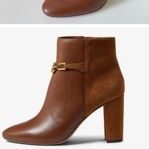 NIB Ralph Lauren Meredith Bootie Leather in Deep Saddle Tan /Whiskey